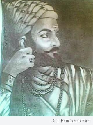 Great Pencil Sketch Of Chhatrapati Shivaji Maharaj - DesiPainters.com