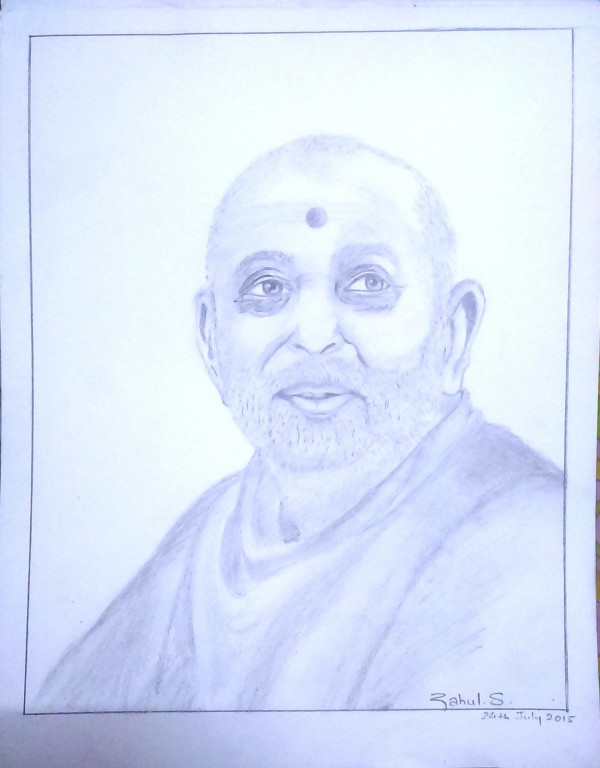 Awesome Pencil Sketch Of Swami Narayan