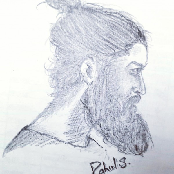 Pencil Sketch Of Bearded Man - DesiPainters.com