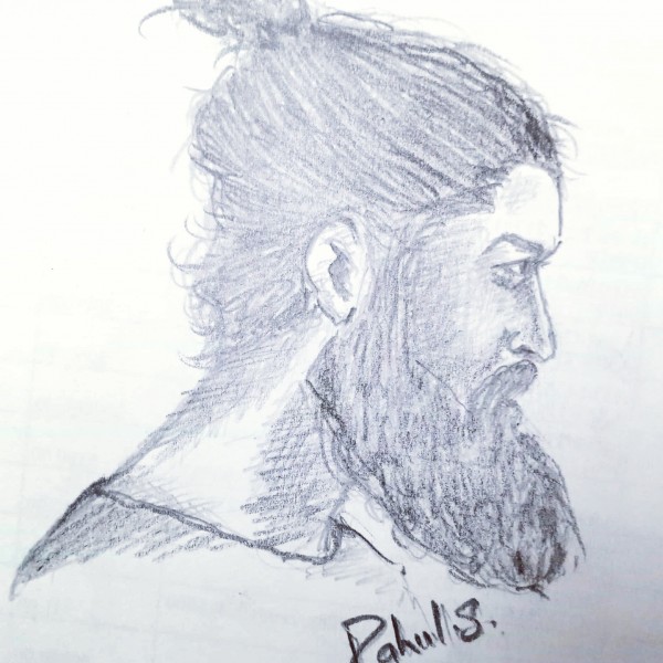 Pencil Sketch Of Bearded Man