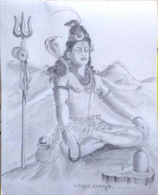 Awesome Pencil Sketch Of Lord Shiva - DesiPainters.com
