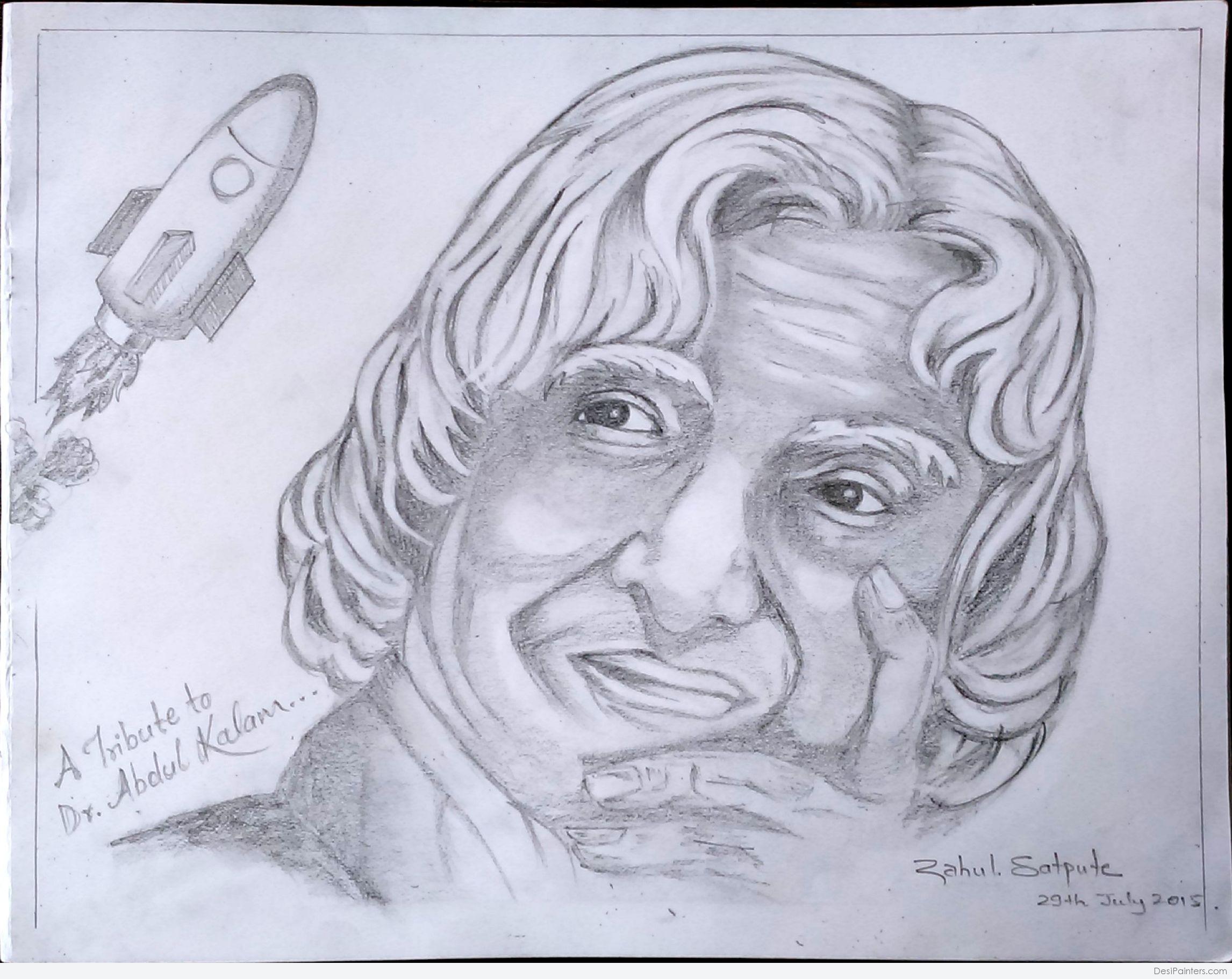 Perfect Pencil Sketch Of Missile Man Late SH.APJ Abdul Kalam Ji