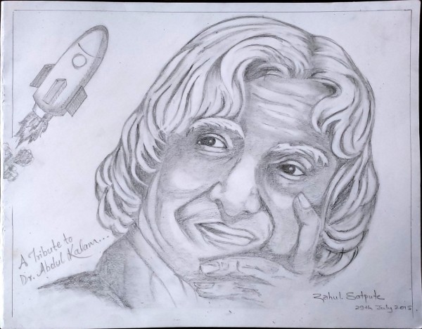 Perfect Pencil Sketch Of Missile Man Late SH.APJ Abdul Kalam Ji