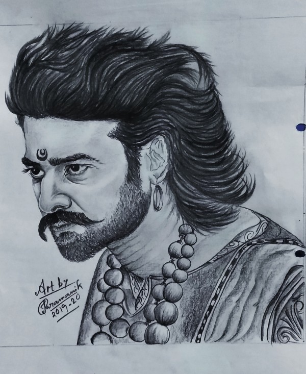 Wonderful Pencil Sketch Of Prabhas As Bahubali - DesiPainters.com