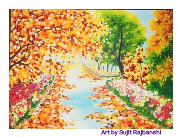 Beautiful Watercolor Painting Of Wall Design Of Scenery