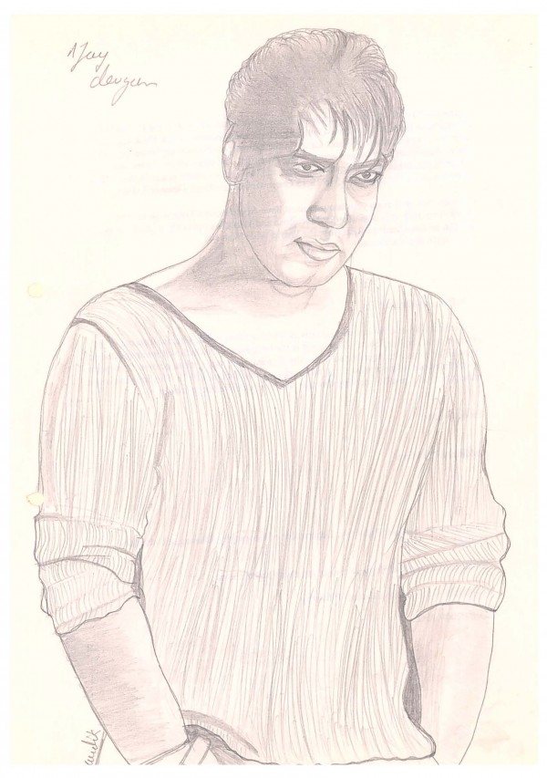 Pencil Sketch Of Ajay Devgan - DesiPainters.com