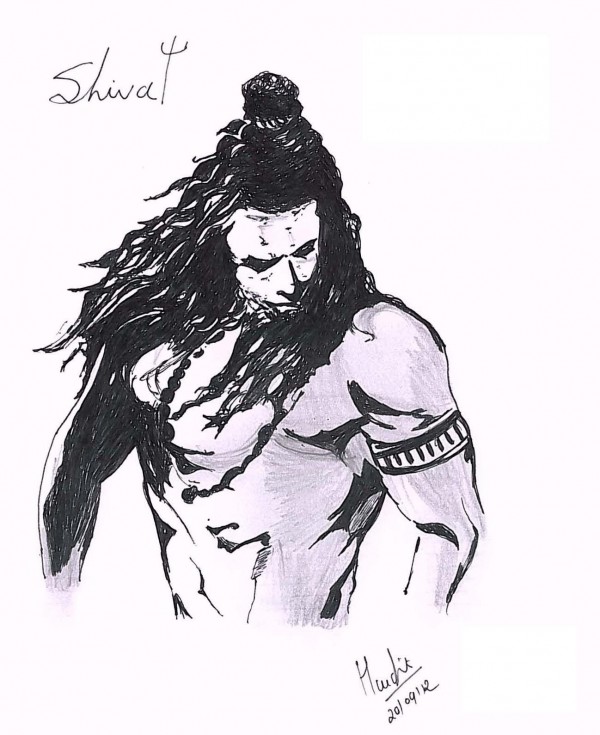 Great Pencil Sketch Of Rudra Lord Shiva - DesiPainters.com