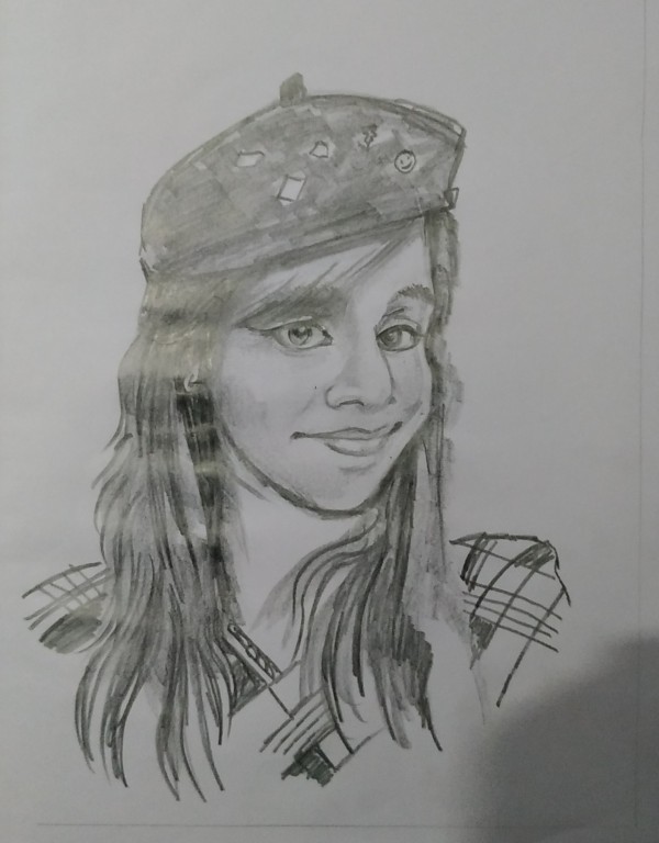 Pencil Sketch Of Girl By Santosh Kaiwart - DesiPainters.com