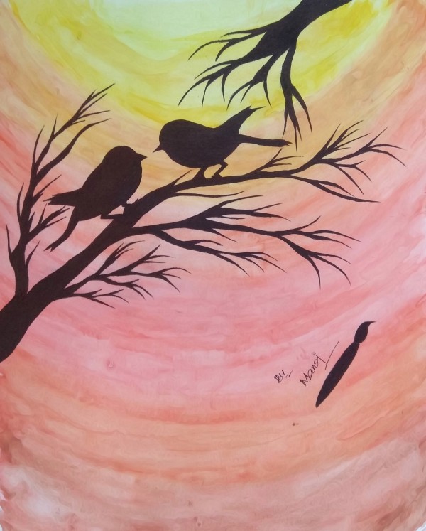 Beautiful Watercolor Painting Of Birds