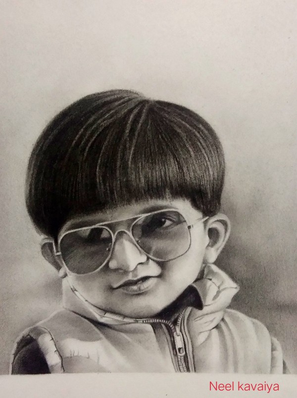 Wonderful Pencil Sketch Of Baby Boy - DesiPainters.com