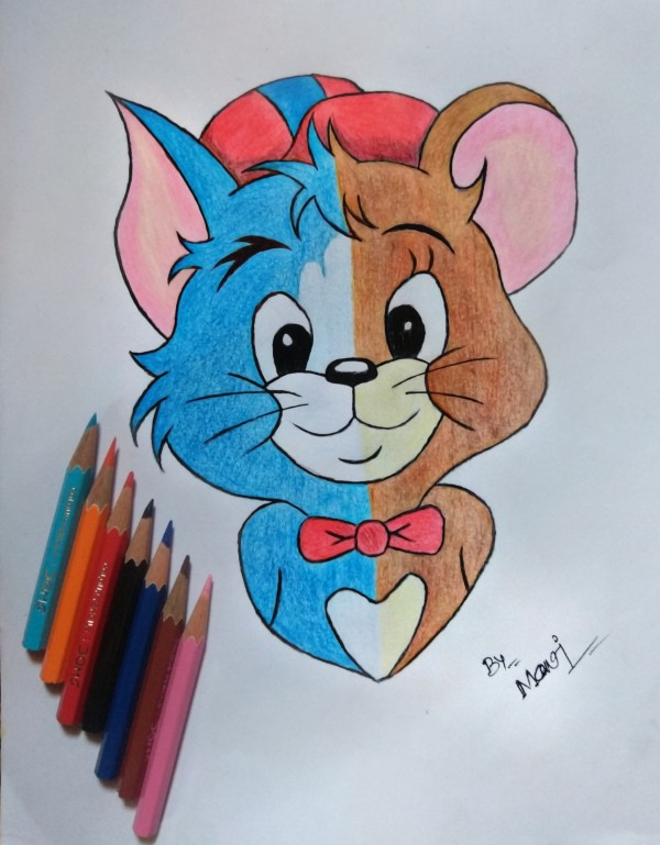 Fantastic Pencil Color Art Of Tom And Jerry - DesiPainters.com