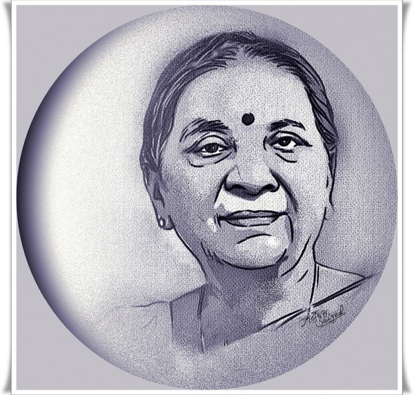 Great Ink Painting Of Anandiben Patel