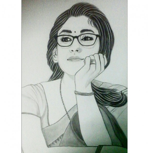 Amazing Pencil Sketch Of Actress Nayanthara - DesiPainters.com