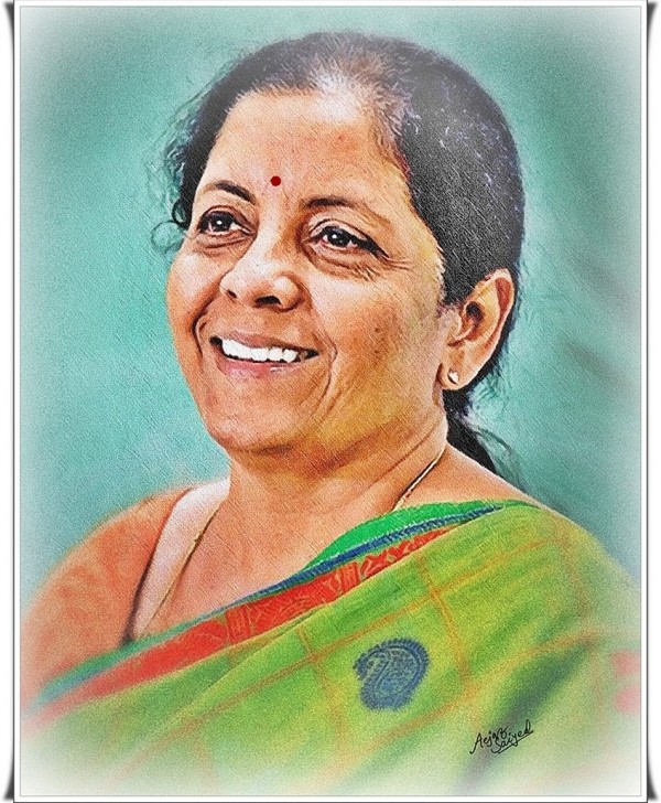 Awesome Digital Painting Of Nirmala Sitharaman - DesiPainters.com