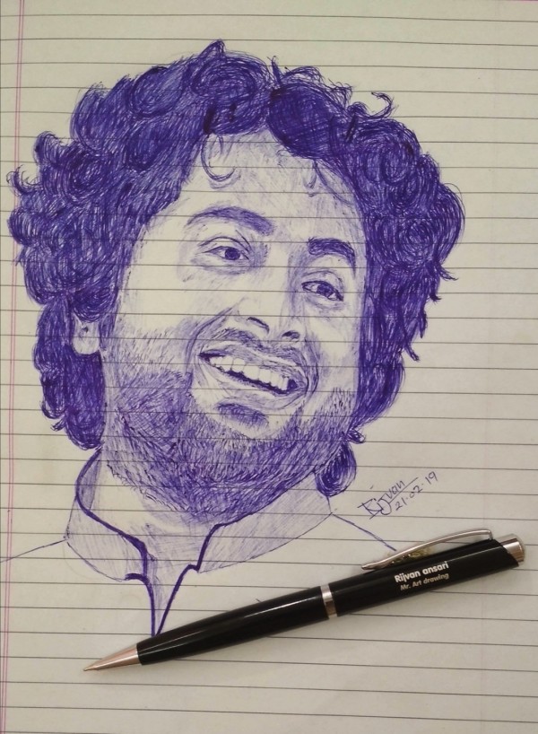 Fantastic Ink Painting Of Arijit Singh - DesiPainters.com