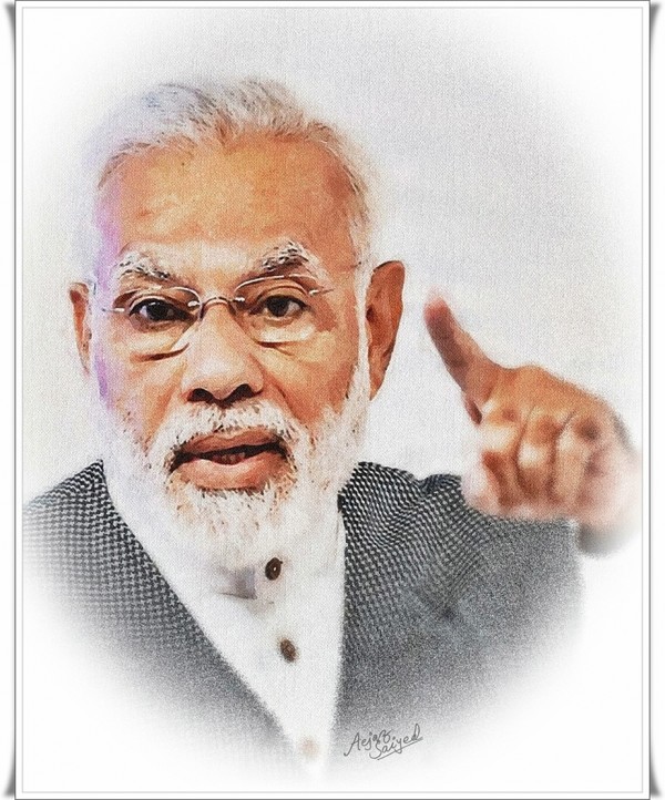 Great Digital Painting Of Narendra Modi - DesiPainters.com