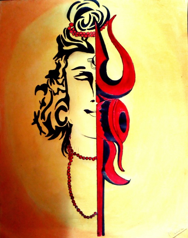 Tremendous Pencil Sketch Of Lord Shiva - DesiPainters.com