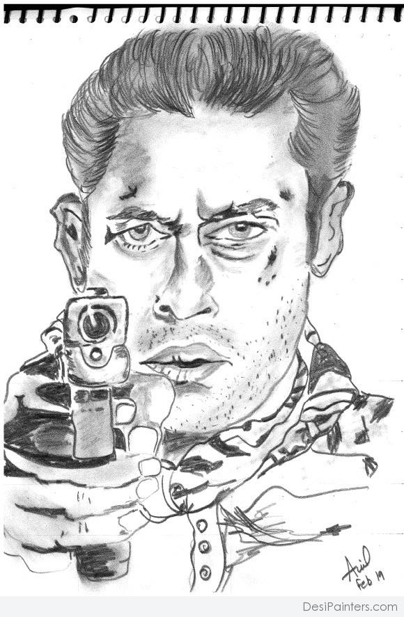 Amazing Pencil Sketch Of Salman Khan From Ek Tha Tiger - DesiPainters.com