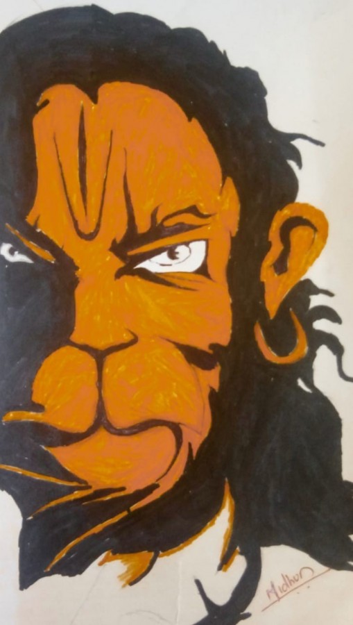 Classic Oil Painting Of Lord Hanuman - DesiPainters.com