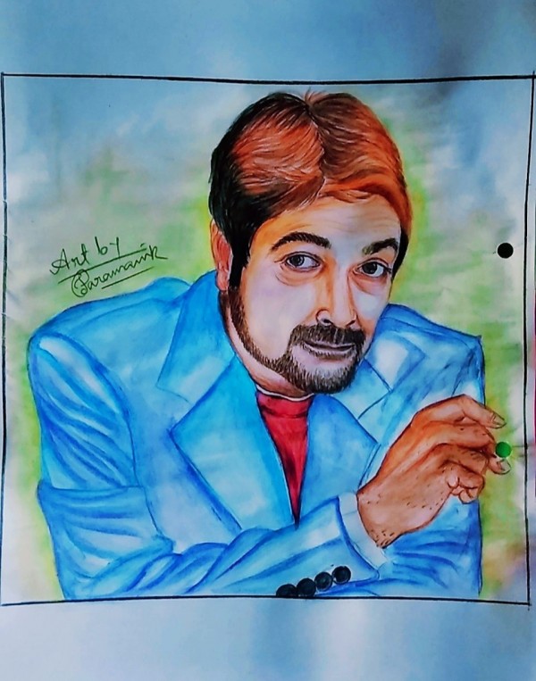 Watercolor Painting Of Bengali Actor By Jiten Paramanik - DesiPainters.com