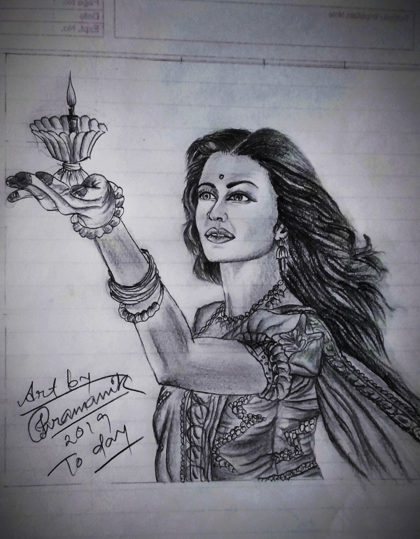 Perfect Pencil Sketch Of Aishwariya Rai Bachchan - DesiPainters.com