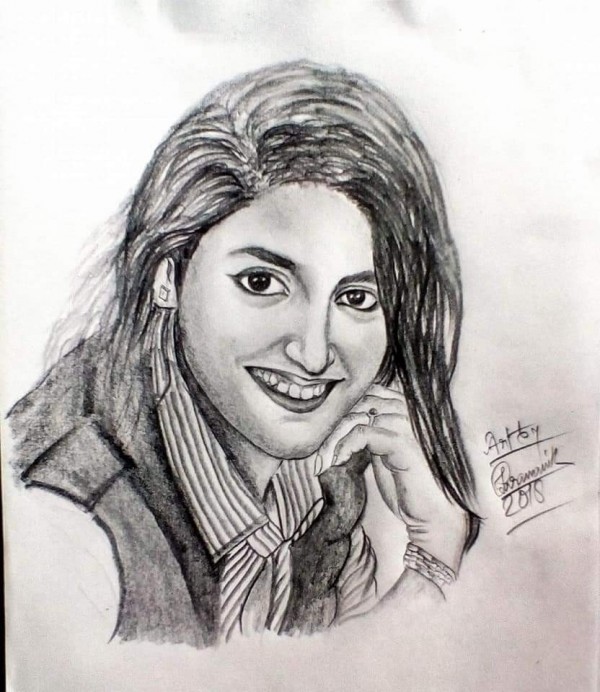 Fantastic Pencil Sketch Of Priya Prakash Varrier - DesiPainters.com