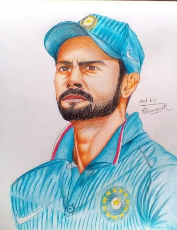 Amazing Pencil Color Art Of Virat Kohli - DesiPainters.com