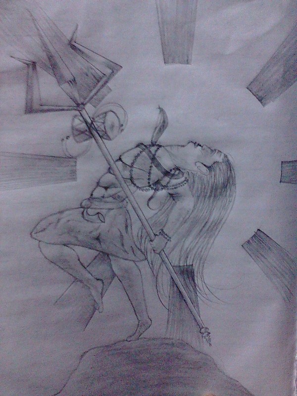 Great Pencil Sketch Of Rudra Lord Shiva - DesiPainters.com