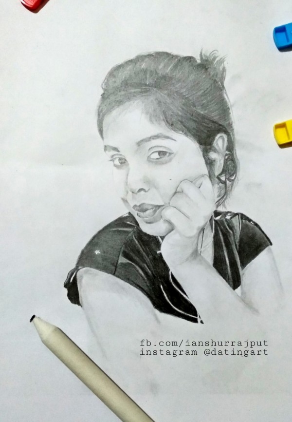 Pencil Sketch Of Girl - DesiPainters.com