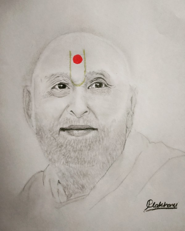 Awesome Pencil Sketch Of Pramukh Swami maharaj - DesiPainters.com