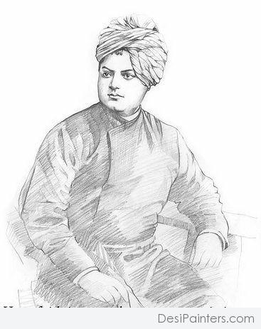 Brilliant Pencil Sketch Of Swami Vivekananda - DesiPainters.com