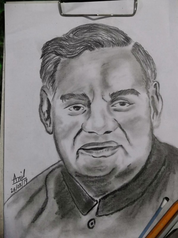 Great Pencil Sketch Of Late Sh. Atal Bihari Vajpayee Ji - DesiPainters.com