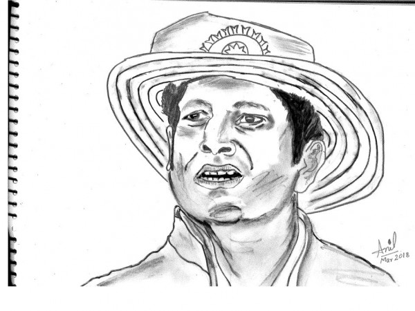 Pencil Sketch Of God Of Cricket Sachin Tendulkar - DesiPainters.com