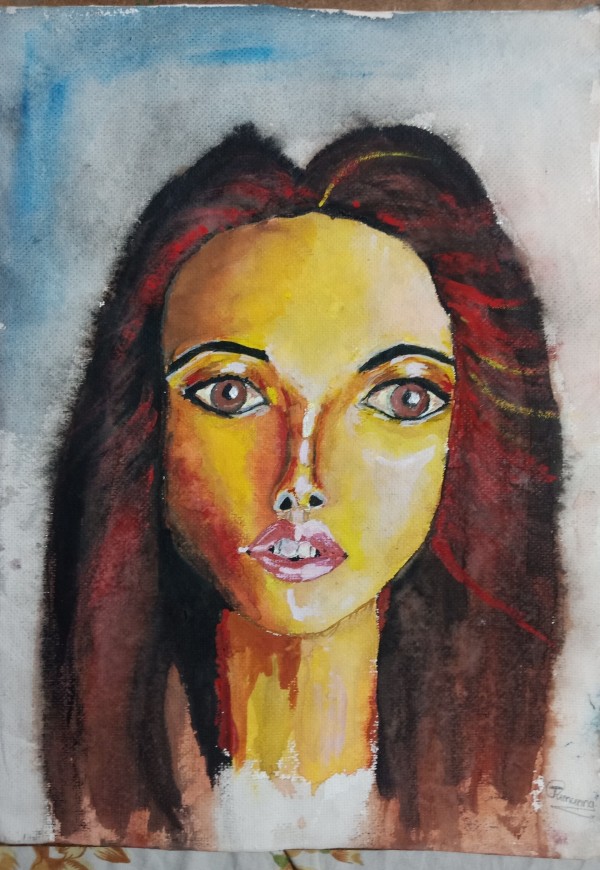 Watercolor Painting Art Of A Girl - DesiPainters.com