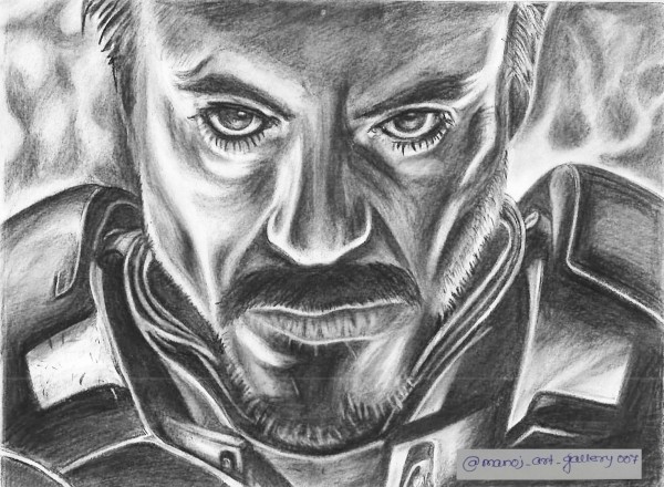 Great Pencil Sketch Of Robert Downey Jr As Iron Man - DesiPainters.com