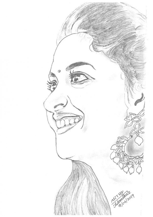 Great Pencil Sketch Of Keerthy Suresh - DesiPainters.com
