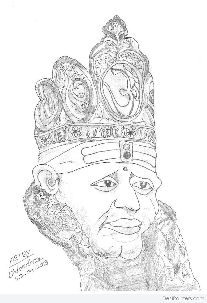 Buy Saibaba Pencil Sketch on Paper at best price in India | Saiartonline