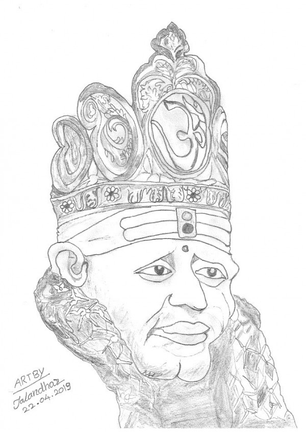 Fantastic Pencil Sketch Of Sai Baba - DesiPainters.com