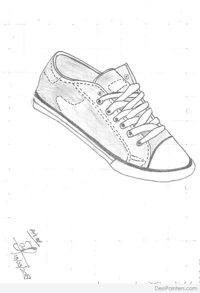 Amazing Pencil Sketch Of Shoe Desi Painters
