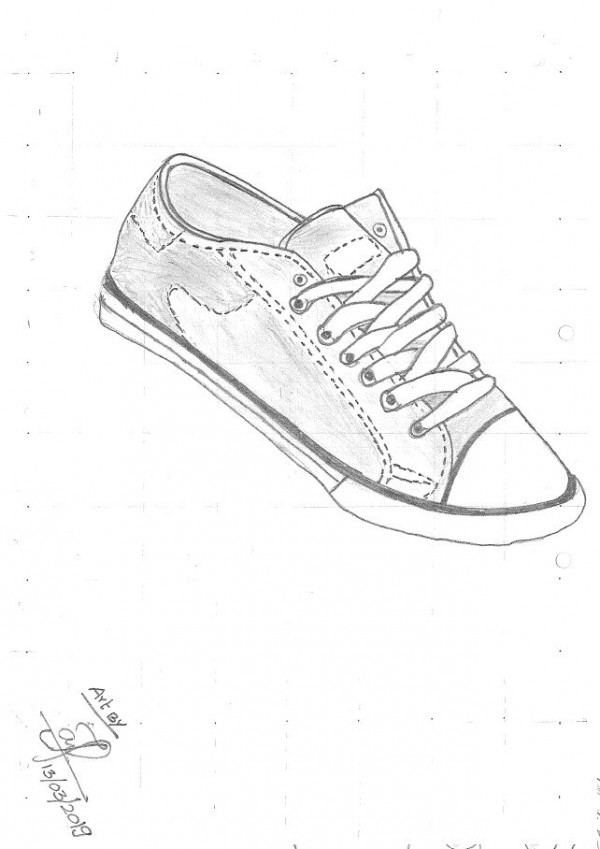 Amazing Pencil Sketch Of Shoe - DesiPainters.com