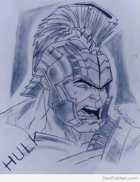 Awesome Pencil Sketch Of Avenger Hulk - DesiPainters.com
