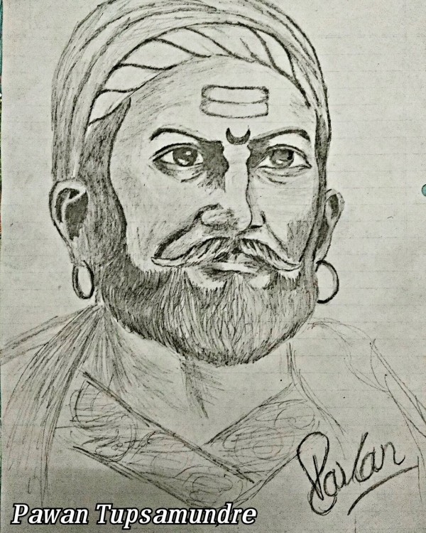 Great Pencil Sketch Of Shivaji Maharaj - DesiPainters.com