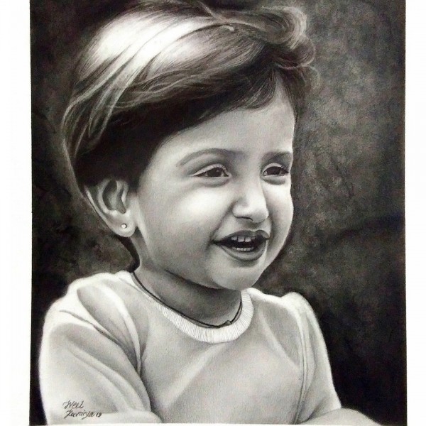 Awesome Oil Painting Of Cute Little Girl - DesiPainters.com