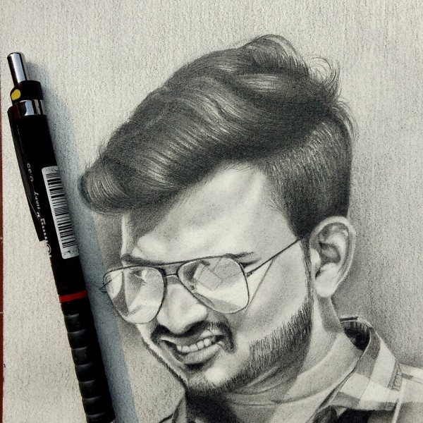 Great Pencil Sketch Of My School Friend - DesiPainters.com