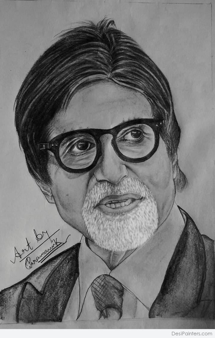 Pencil Sketch of Mr. Amitabh Bachchan - Desi Painters