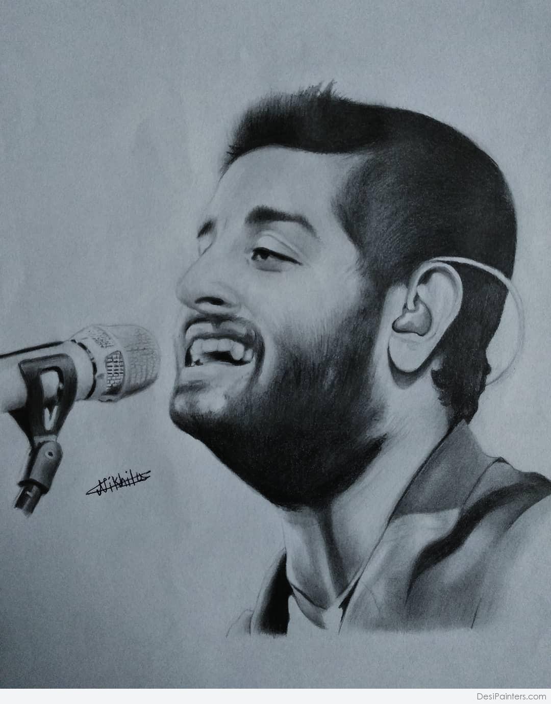 Wonderful Pencil Sketch Of Arijit Singh