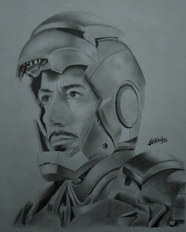 Pencil Sketch Of Robert Downey Jr As Iron Man - DesiPainters.com
