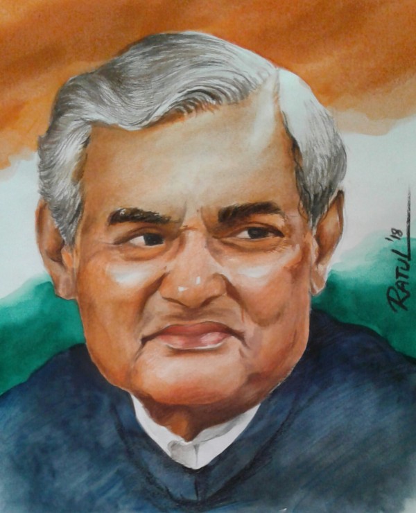 Fantastic Watercolor Painting Portrait Of Late Shri Atal Bihari Vajpayee - DesiPainters.com