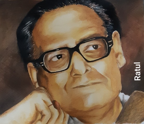 Great Watercolor Painting Of Hemanta Mukhopadhyay - DesiPainters.com