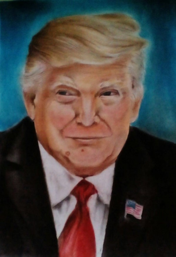 Amazing Crayon Painting Of Donald Trump - DesiPainters.com